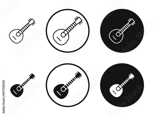 Mandolin icons in line art painting concept