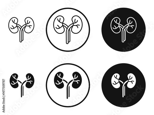 Kidneys icons in line art painting concept