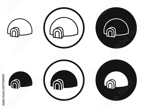 Igloo icons in line art painting concept