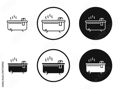 Hot tub icons in line art painting concept