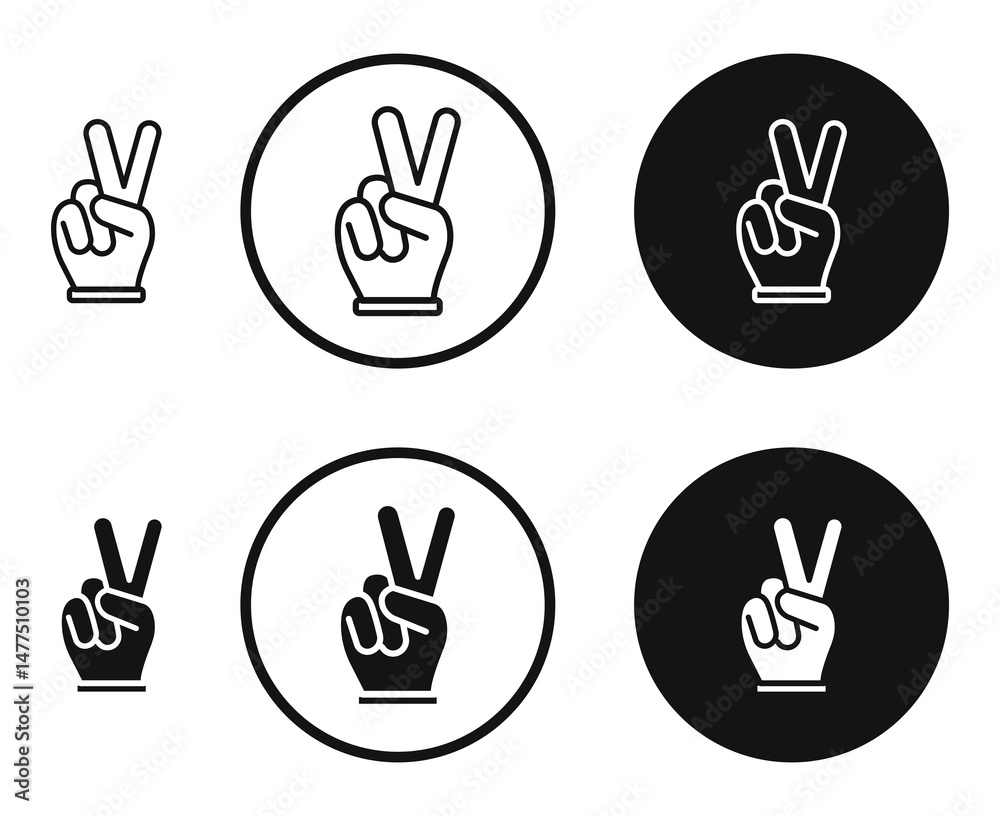 Fototapeta premium Hand peace icons in line art painting concept