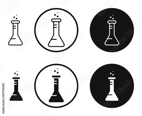 Flask icons in line art painting concept