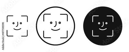 Face id icons in line art painting concept