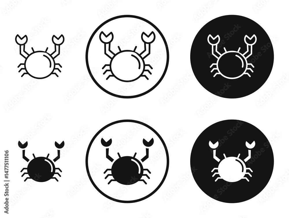 Fototapeta premium Crab icons in line art painting concept