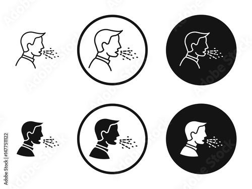 Cough icons in line art painting concept