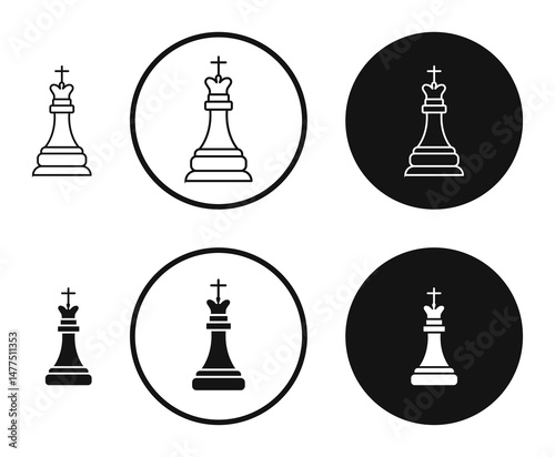 Chess king icons in line art painting concept