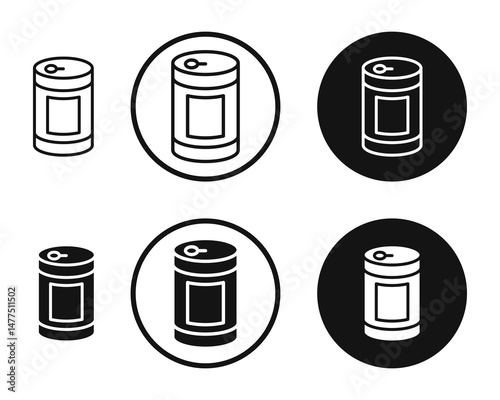 Can food icons in line art painting concept