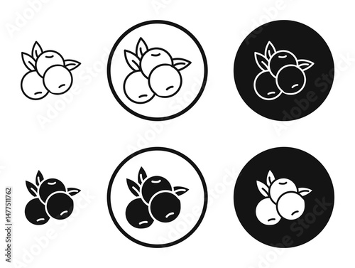 Blueberries icons in line art painting concept