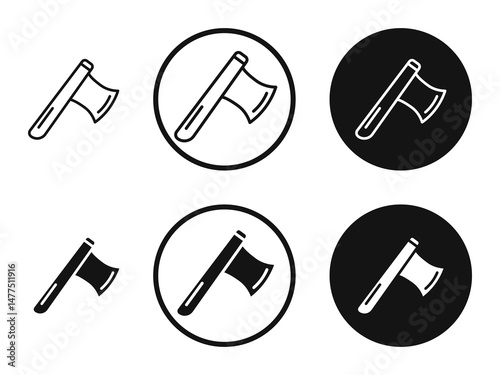 Axe icons in line art painting concept