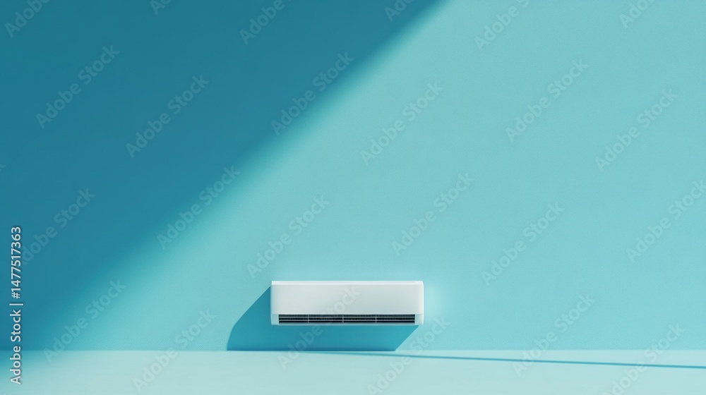 Obraz premium Modern wall-mounted air conditioner in a minimalist room