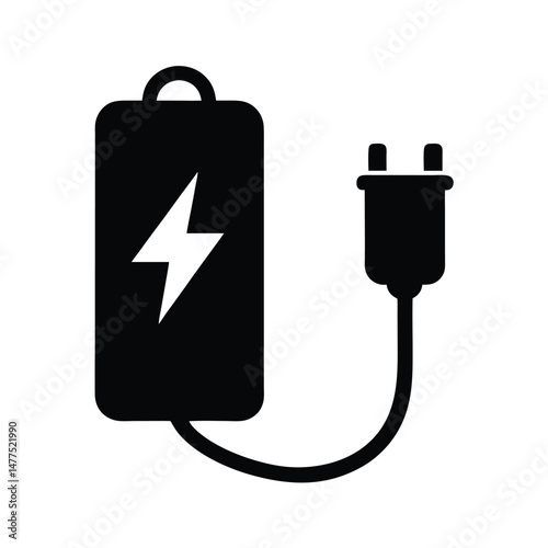 charging icon black silhouette 