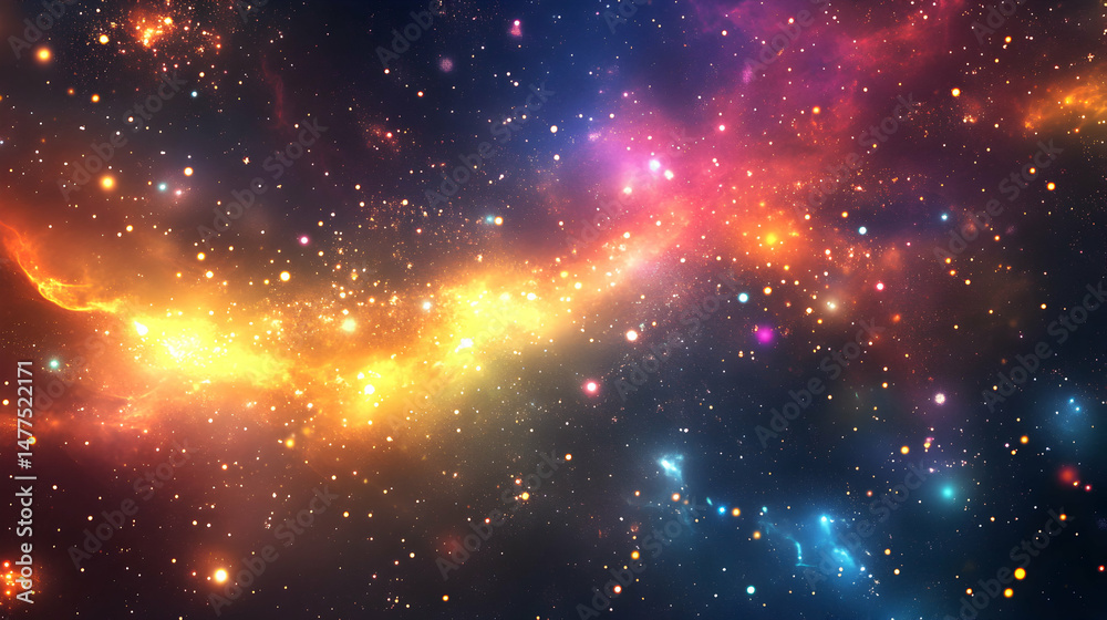 Fototapeta premium Colorful Nebula in Deep Space with Stars and Galaxies Visible