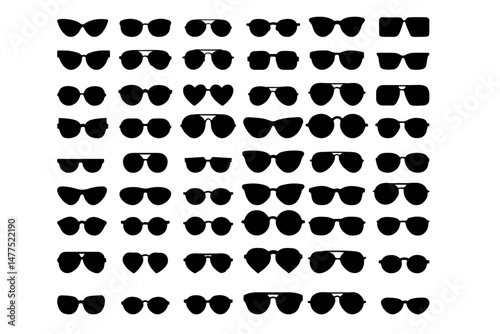 black sunglasses silhouette Stylish Sunglasses Collection Diverse Shades, Trendy Frames, Summer Fashion