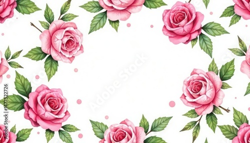 Delicate watercolor roses & leaves, repeating seamlessly , rose pattern, design element, design