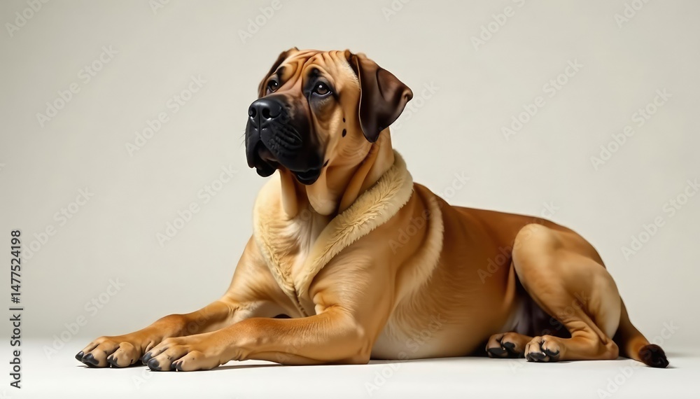 Obraz premium Noble Mastiff, relaxed expression, clean backdrop, noble, isolated animal, dog portrait