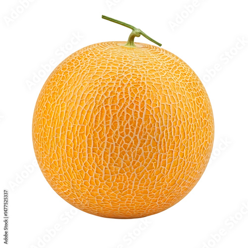 A Ripe Cantaloupe Melon: Examining its Texture, Color, and Unique Qualities Closely, Revealing the Details of Nature's Design, Providing Insights into Fruit Growth.
