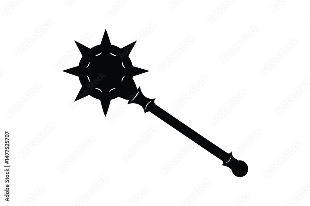 Naklejka premium Mace weapon silhouette on white background