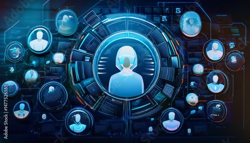 anonymous chat room with hidden participants encrypted text and digital avatars floating in a dark interface top view symbolizing secretive conversations advanced tone vivid