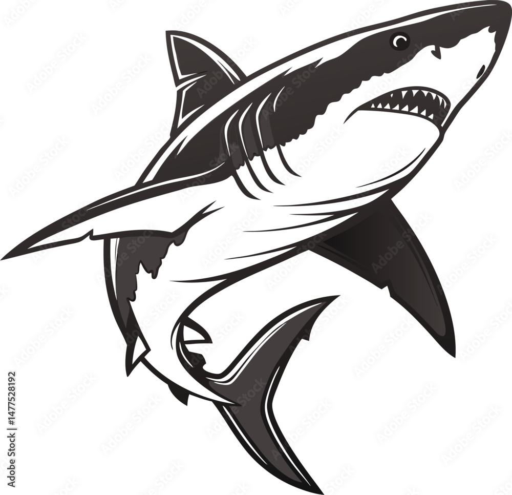 Fototapeta premium Colored Shark Fish Design Illustration. Creative Colored Shark Fish Art. Unique Shark Fish Colored Design. Colorful Shark Fish Graphic Design. Artistic Colored Shark Fish Drawing