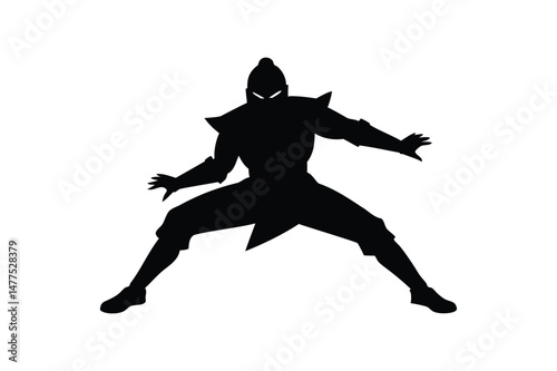 Ninja silhouette on white background
