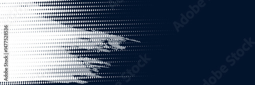 Abstract halftone wave dots background. Futuristic twisted grunge pattern, dots, circles. Vector modern optical pop art texture for posters, business cards and etc