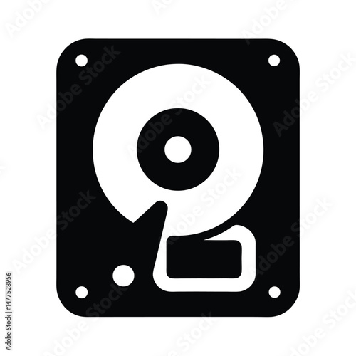 hard drive icon black silhouette 