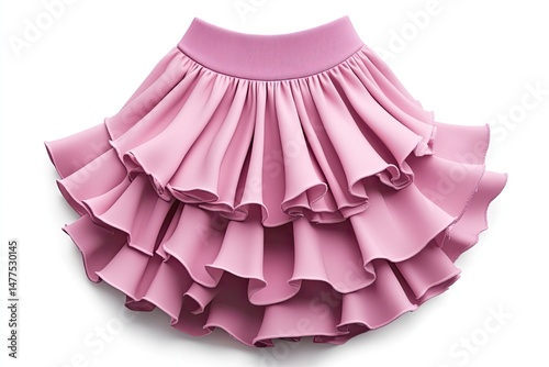 Ruffled hem skater skirt isolated on white background