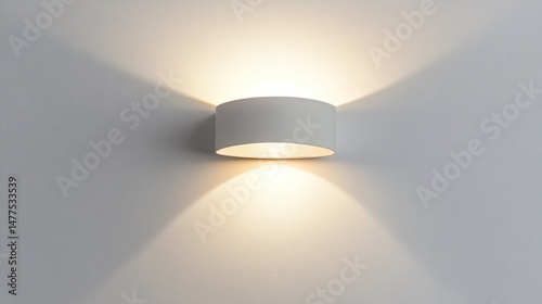 Modern, minimalist wall lamp casting soft light