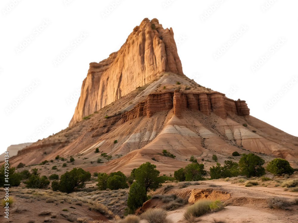 Fototapeta premium a towering sandstone peak with layered erosion patterns