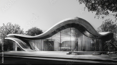 Wave Shaped Bungalow with Partial Overhang