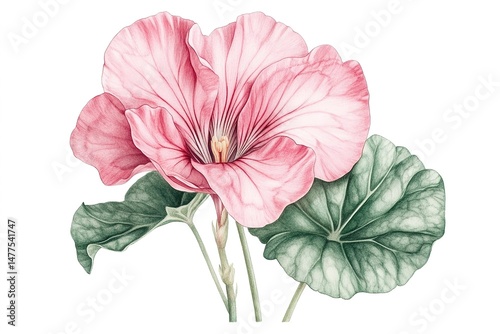 A pink cyclamen flower with curly petals and a delicate form, isolated on a clean white backdrop