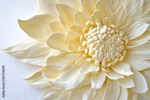 A soft yellow sunflower with large, textured petals, captured against a white background