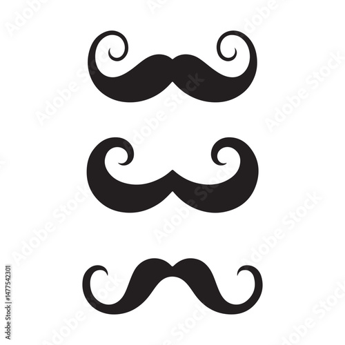 Set of mustaches Vector illustration. Men mustache hipster. Vector illustration