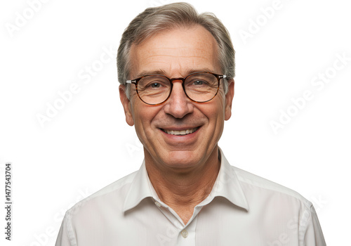 Smiling man with glasses isolated on transparent background