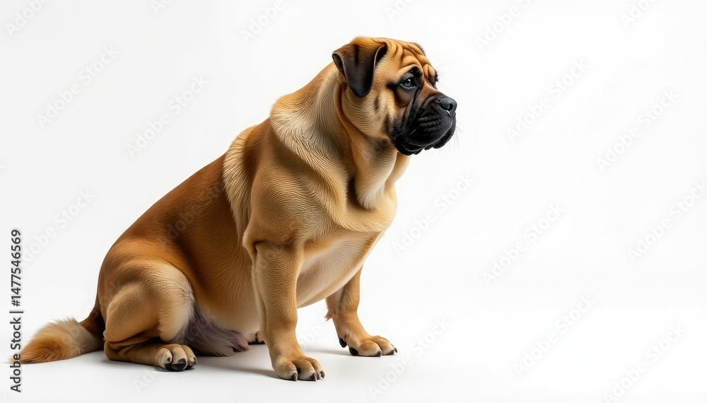 Imposing mastiff, noble expression, pure white backdrop, dog breed, isolated Imposing mastiff, noble expression, pure white backdrop, dog breed, isolated