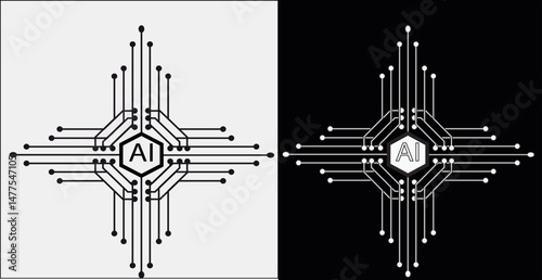 AI circuit vector illustration design symbol logo technology
