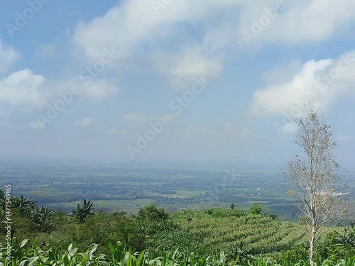 landscape with blue sky and clouds