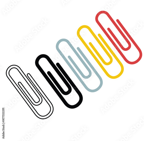 Cute cartoon hand drawn vector Clip Stationery icon set.