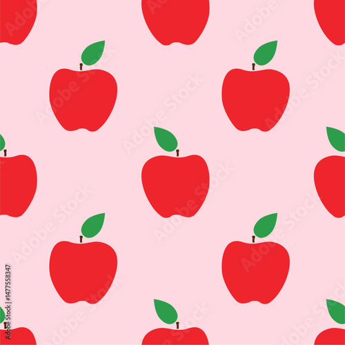 Cartoon red apple seamless pattern