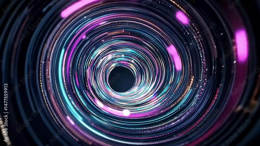 Swirling neon lights form a vibrant vortex, creating a mesmerizing visual effect Swirling neon lights form a vibrant vortex, creating a mesmerizing visual effect