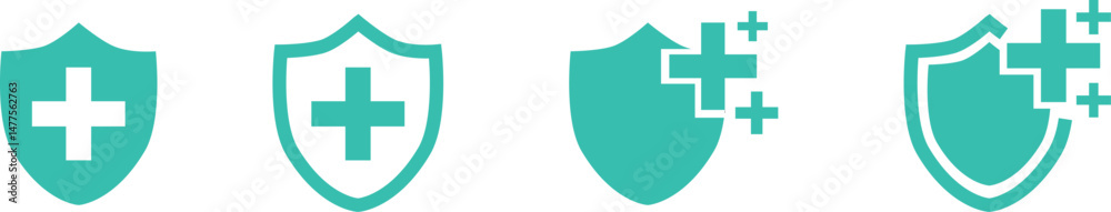 Fototapeta premium health shield symbol icon in flat vector