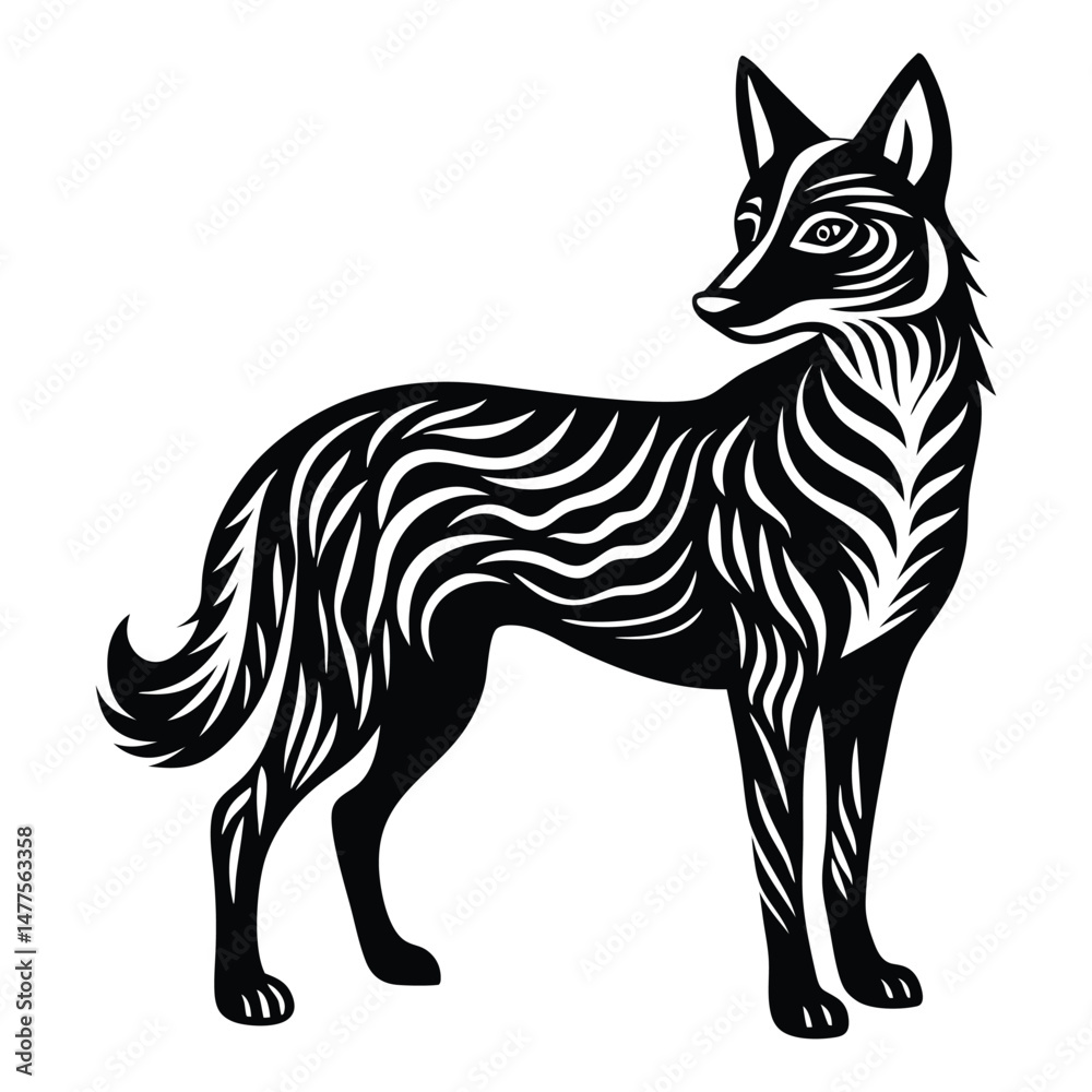 Dingo silhouette line art vector illustration Dingo silhouette line art vector illustration