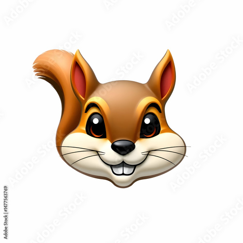 Cheerful, cartoon squirrel head illustration.