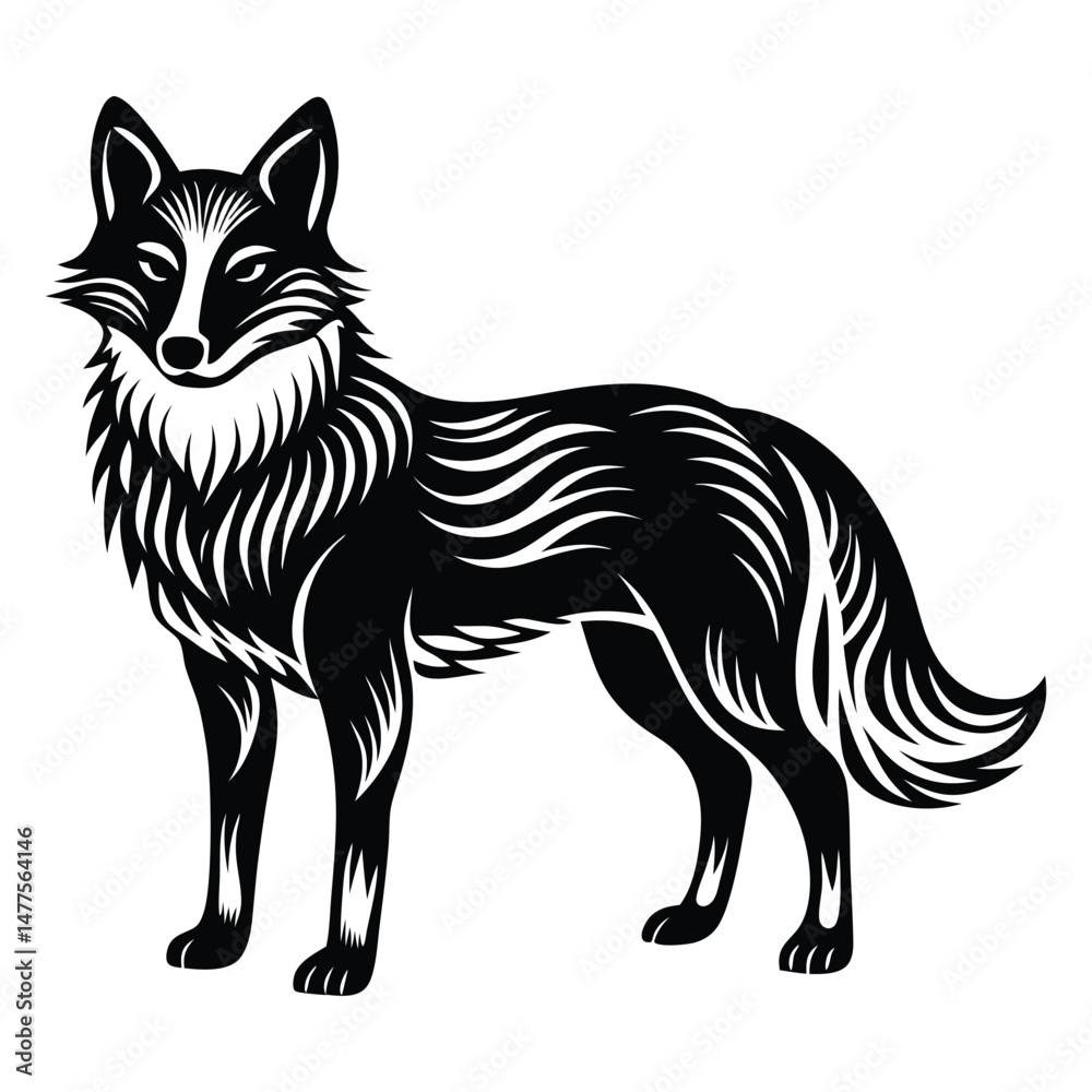 Fototapeta premium Dingo silhouette line art vector illustration