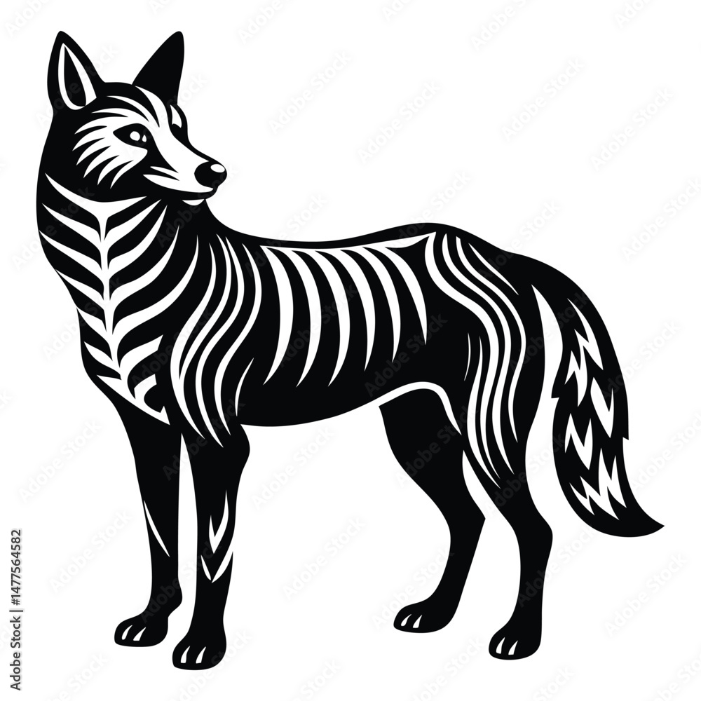 Fototapeta premium Dingo silhouette line art vector illustration