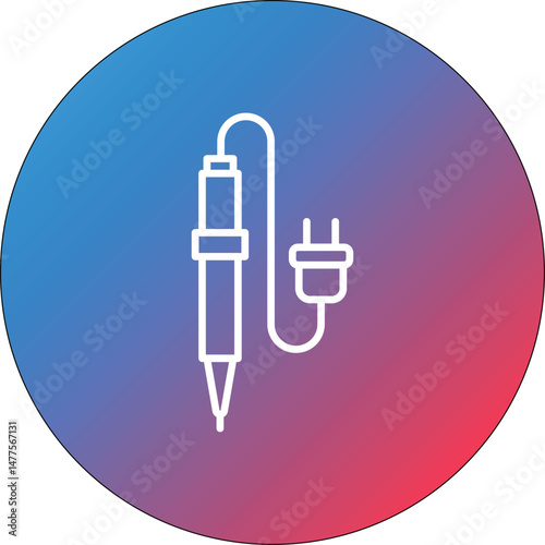 Soldering Iron Line Gradient Circle Background Icon