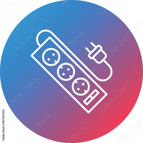 Power Strip Line Gradient Circle Background Icon