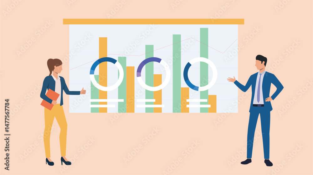 Fototapeta premium Business Discussion with teammates abstract vector illustration