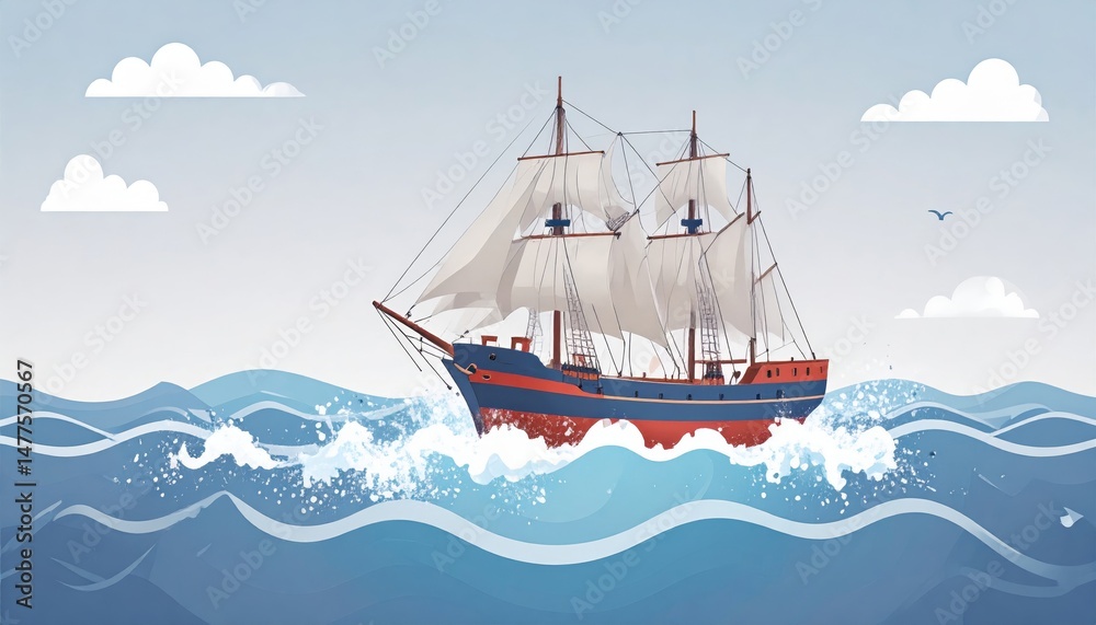 Obraz premium ship sailing through rough waters representing the stoic concept of enduring through life challenges