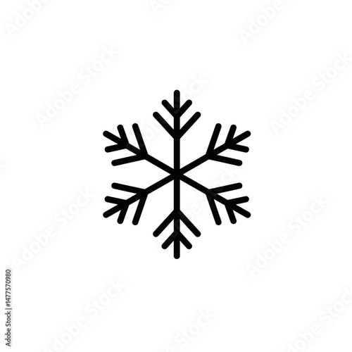 Black snowflake icon on white background